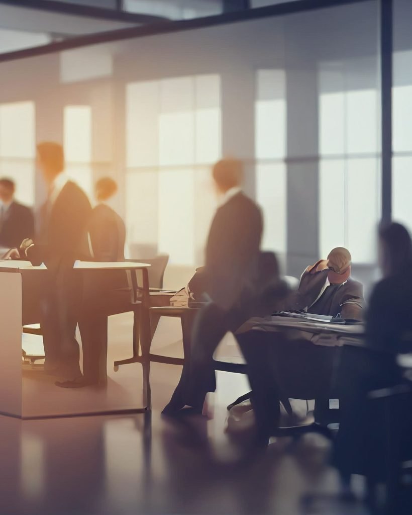 blurred-soft-people-meeting-table-business-people-talking-modern-office-generative-ai
