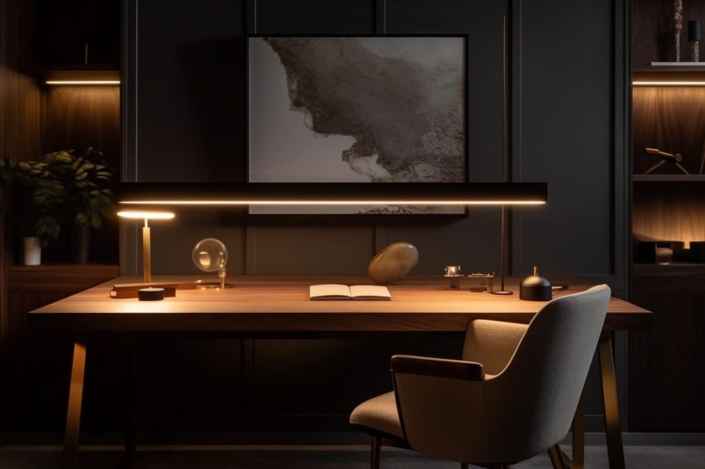 modern-office-space-with-comfortable-wooden-chairs-generated-by-ai